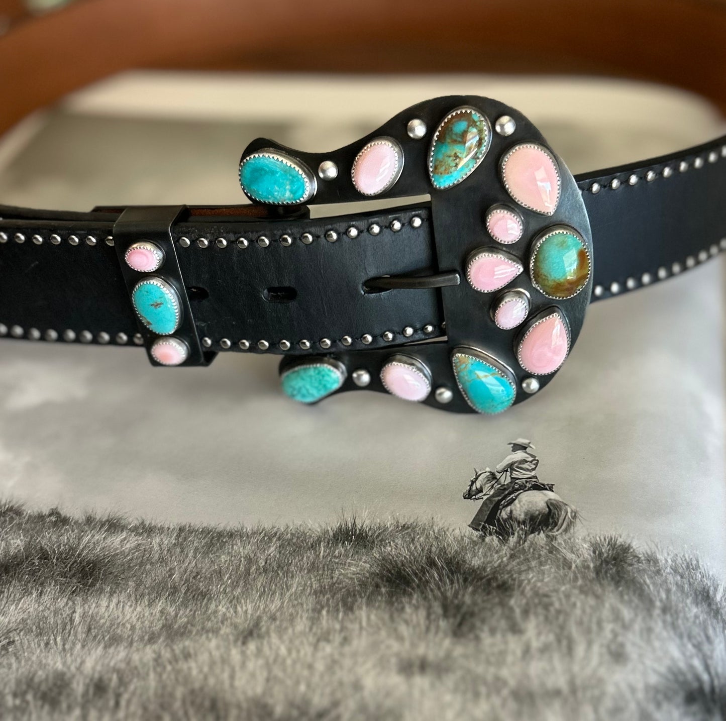 Kingman and Pink Conch Buckle